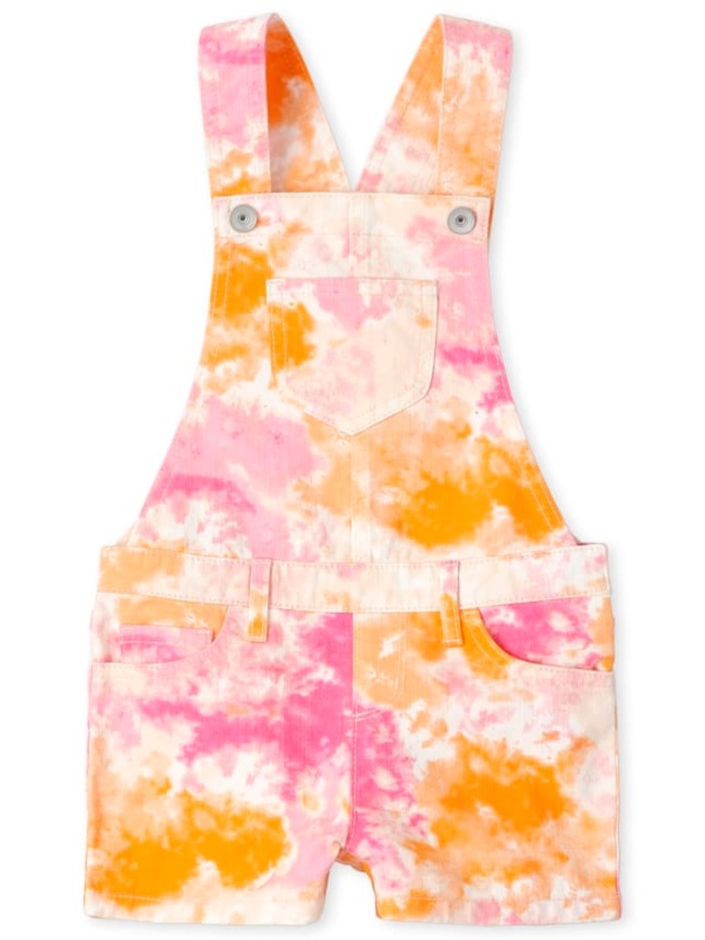 Girls Rainbow Tie Dye Denim Overalls